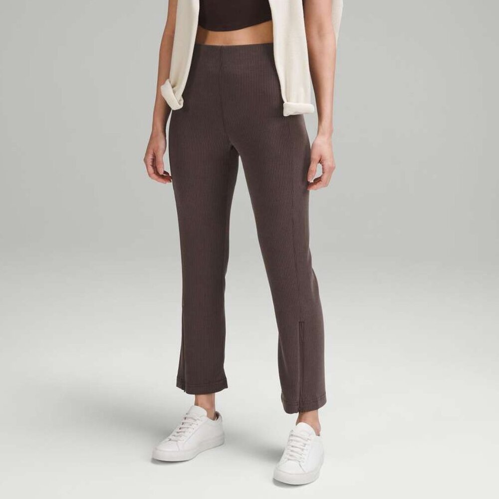 Lululemon Women's Ribbed Softstreme Zip-Leg High-Rise Cropped Pant - Brown